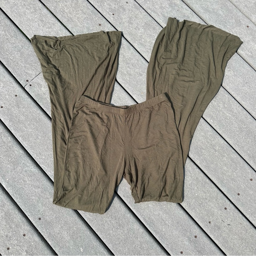 Olive Green Women's Wide-Leg Lounge Pants
